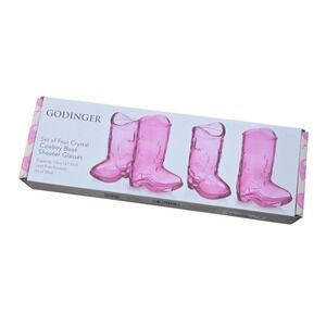 Godinger Crystal Cowboy Boot Shooter Glasses Set of Four Pink Bachelorette Party